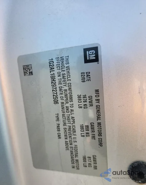 2009 Pontiac G5 из США, поврежденный, VIN 1G2AL18H297272506